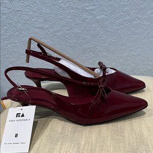 Free Assembly Women's Burgundy Patent Slingback Heels